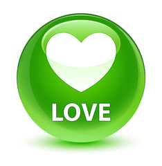 Love glassy green round button