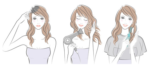 ヘアケアをする女性