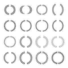 several style of laurel wreath icons set