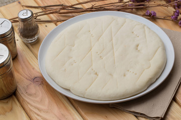 Dough bread, pizza or pie recipe homemade preparation