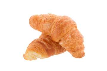Freshly baked croissants isolated on a white background