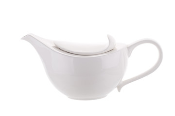 White porcelain teapot isolated on white background