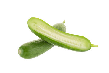 Organic Mini Baby Cucumbers isolated on white background