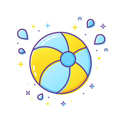 Inflatable ball and splash icon isolated