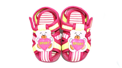 Children's shoes on white background