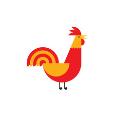 Red rooster flat icon