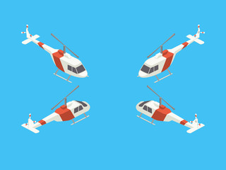 Helicopter four views isometric vector © Oleksandr Pokusai