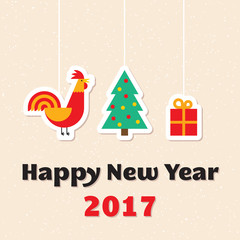 2017 Happy New Year with red rooster