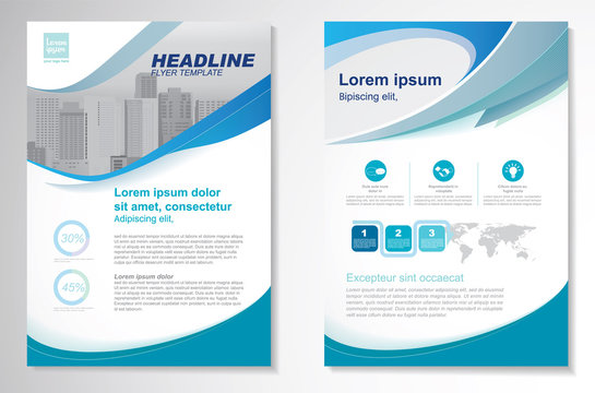 Template vector design for Brochure, Annual Report, Magazine, Poster, Corporate Presentation, Portfolio, Flyer, layout modern with green and blue color size A4, Front and back, Easy to use and edit.