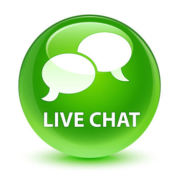 Live chat glassy green round button
