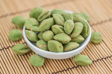 Portion of Wasabi Peanuts