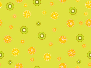 Fruit seamless background with oranges, kiwi and lemons. Vector illustration