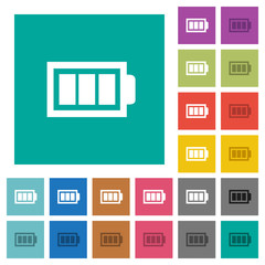 Full battery with three load units square flat multi colored icons