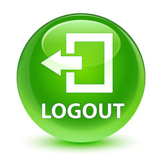 Logout glassy green round button