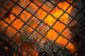 Background of Close up yakiniku or barbeque grill with vignette