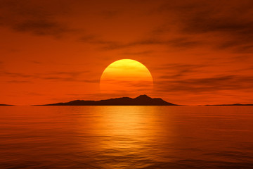 grand beau coucher de soleil fantastique sur l& 39 océan