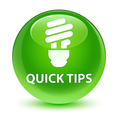 Quick tips (bulb icon) glassy green round button