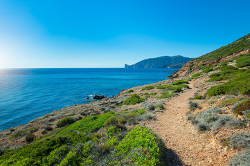Island of Sardinia in Italy footpath on the sea