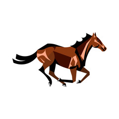 Fototapeta na wymiar Running brown horse