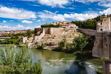 Fototapeta premium Panoramic view of Toledo Spain on a summer day