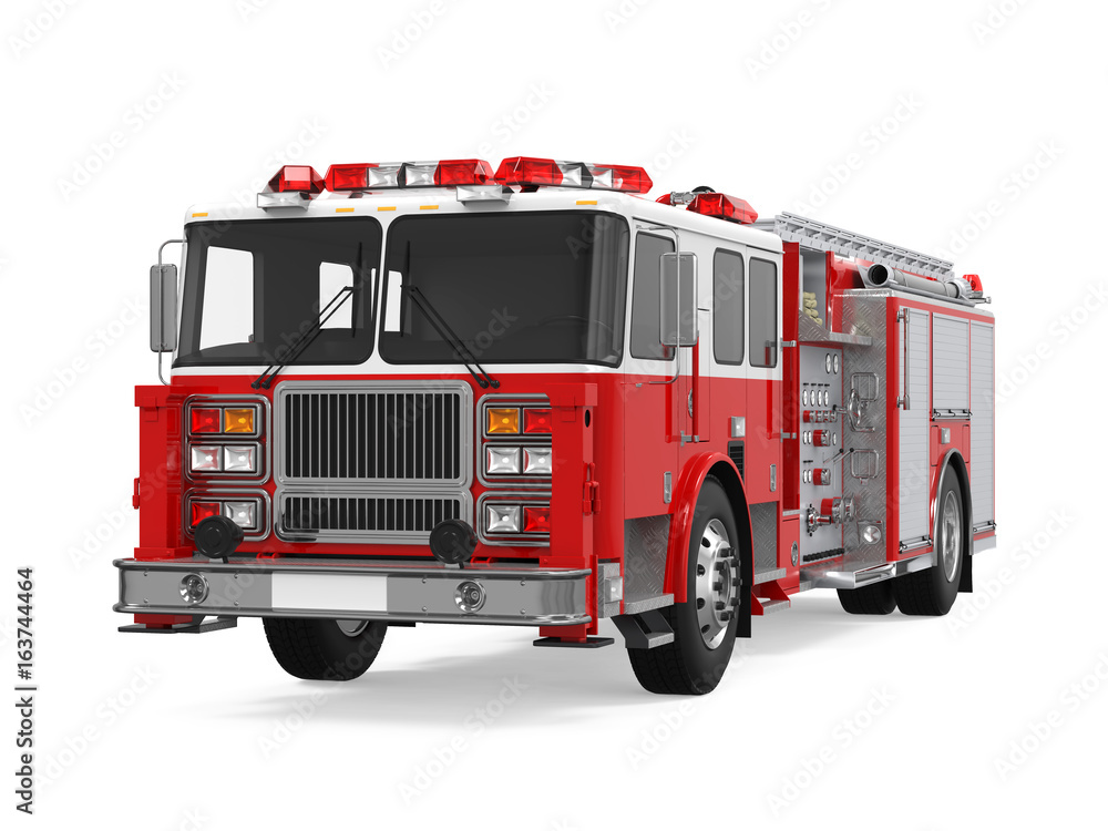 Wall mural fire rescue truck isolated