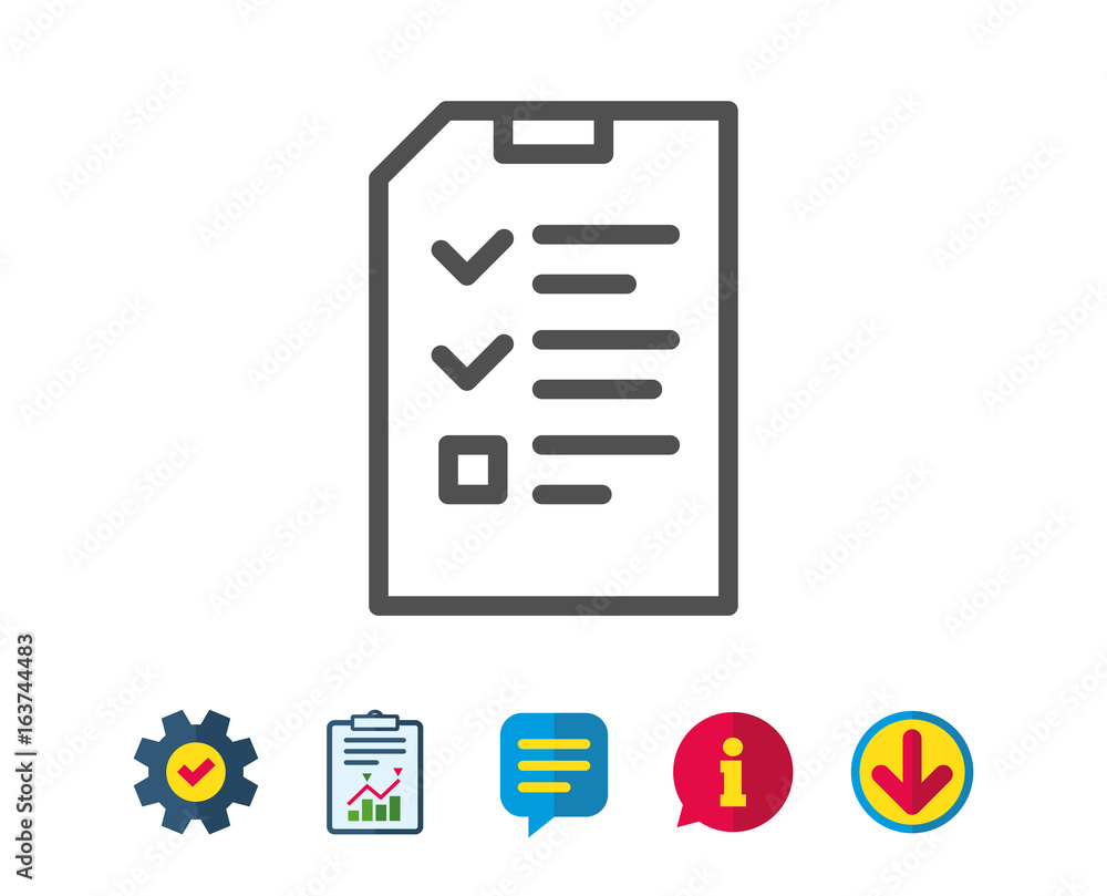 Poster checklist document line icon. information file sign. paper page concept symbol. report, service and 