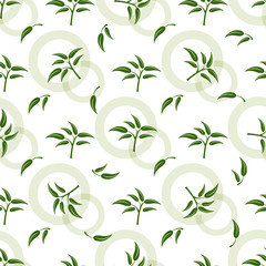 Seamless pattern with green sprigs