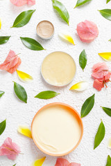Organic cosmetics - top view of natural products
