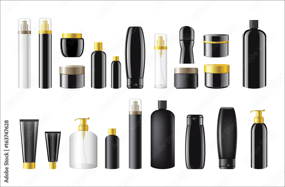 Poster cosmetic package - realistic vector set of objects