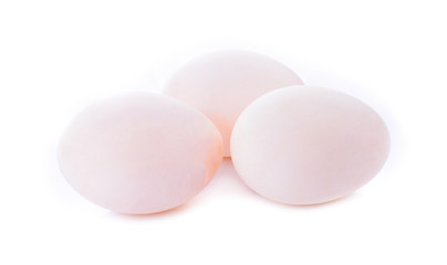 Duck eggs isolated on white background.
