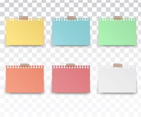 Sticky reminder notes realistic colored paper sheets