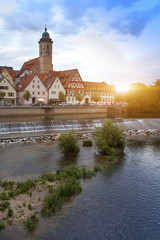 dam on the river Neckar in the Nurtingen in southern Germany..