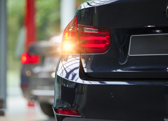 bright back rear light of the car..