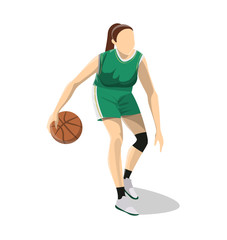 Woman plays basketball.