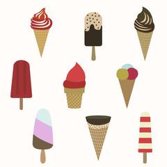 Ice cream collection, vector illustration.