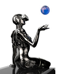 3D illustration. The stylish cyborg the woman. - 163750435
