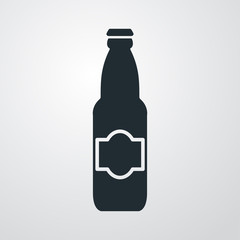 Icono plano botella de cerveza con tapon en fondo degradado