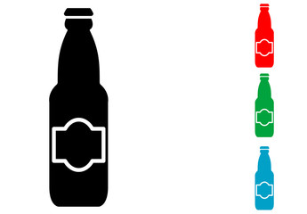 Icono plano botella de cerveza con tapon varios colores