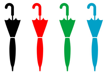 Icono plano paraguas cerrado varios colores