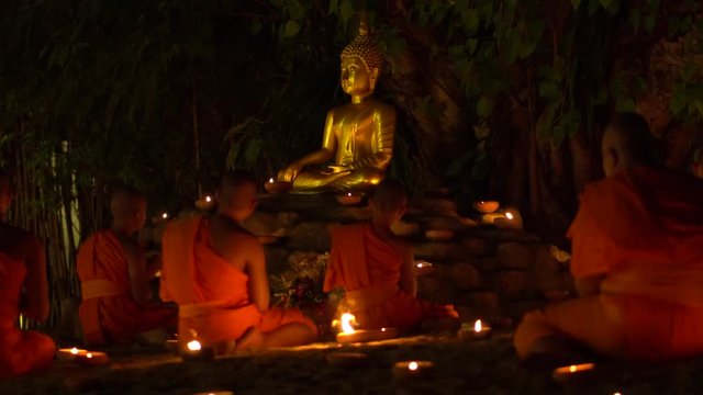 Monks chanted Buddhist ceremony at Chiang Mai, Thailand country.