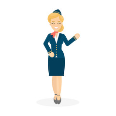 Isolated smiling stewardess.