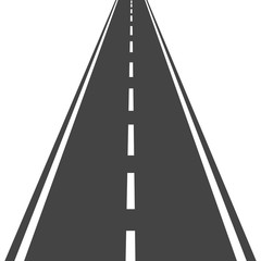 Straight road with white markings vector illustration. Highway road icon.