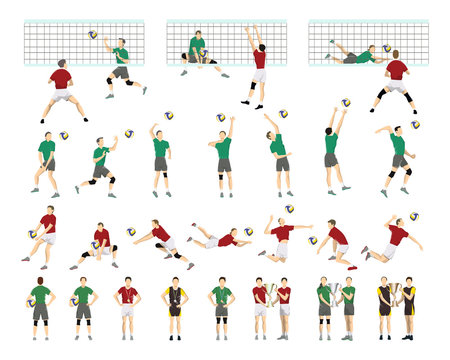 Volleyball illustrations set.