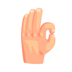 Hand showing ok sign gesture cartoon vector Illustration