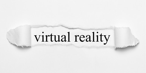 virtual reality on white torn paper