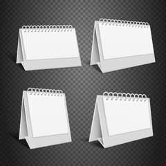 Blank desk paper calendar. Empty folded envelope with spring vector illustration