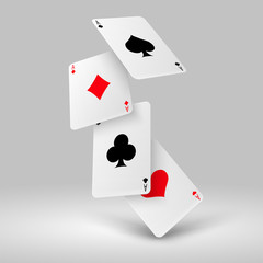 Falling poker playing cards of aces. Casino gambling vector concept