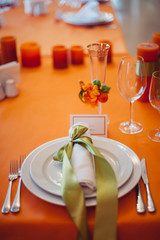 Decoration of tables at the wedding