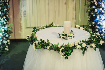 Decoration of tables at the wedding