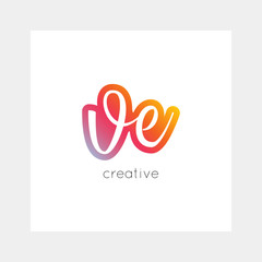Obraz premium VE logo, vector. Useful as branding, app icon, alphabet combination, clip-art.